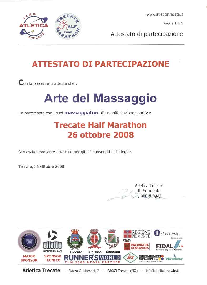 riconoscimenti scuola di massaggio Arte del Massaggio di Milano
